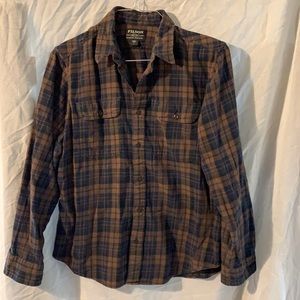 Filson Scout Shirt Brown Navy Black Plaid Large